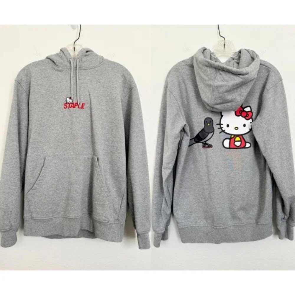 Staple Pigeon x Hello Kitty Hoodie Sweater Gray Heavyweight Cotton Unisex Small